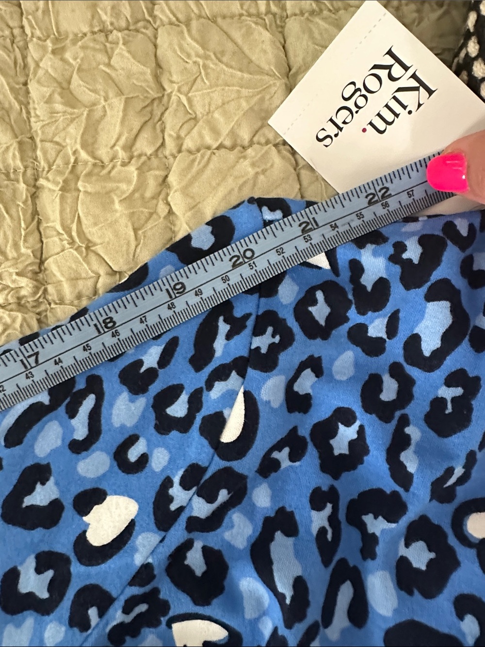 NWT Kim Rogers Blue & Black Leopard Print Tee 3/4 sleeves size xxl - Picture 8 of 10